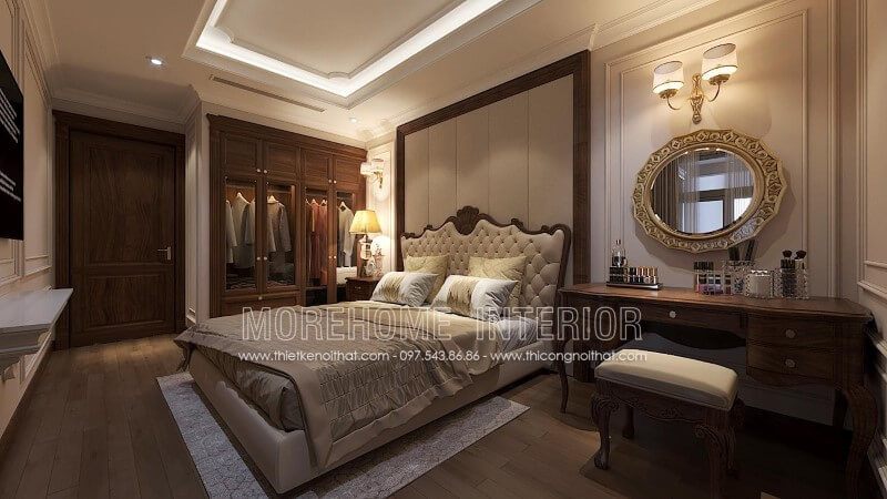 Bàn trang điểm gỗ óc chó tự nhiên này được thiết kế với sự tinh tế và thanh lịch, phù hợp với những không gian nội thất phòng ngủ tân cổ điển biệt thự.