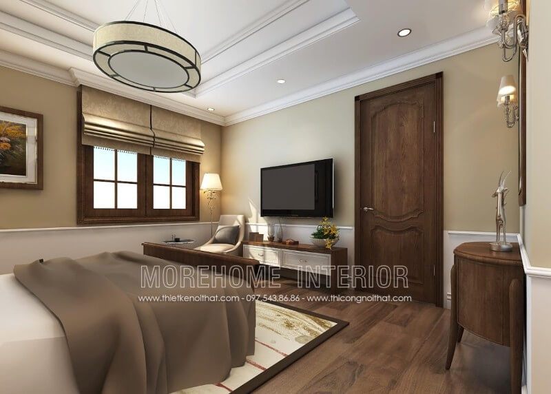 Mẫu cửa gỗ óc chó đẹp và đơn giản dành cho phòng ngủ.